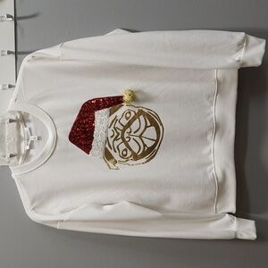 Workshop Republic Clothing NWT Sequined Santa Pug Fleece Lined Top